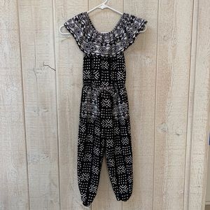 Sz 5t black/white little girl sleeveless jumpsuit